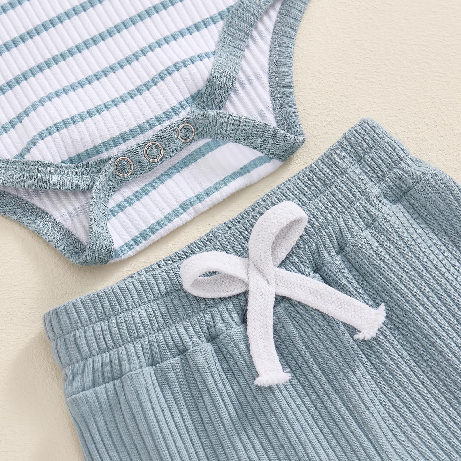 MA&BABY Newborn Baby Boy Clothes Ribbed Knit Long Sleeve Romper Pants Set