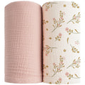 Konssy 2 Pack Muslin Swaddle Blankets, 100% Cotton Receiving Blankets