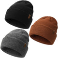 Bebila Baby Beanie Toddler Infant Winter Hats Knit Warm Caps for Boys Girls (US, Age, 6 Months, 36 Months, Grey+Black+Caramel)
