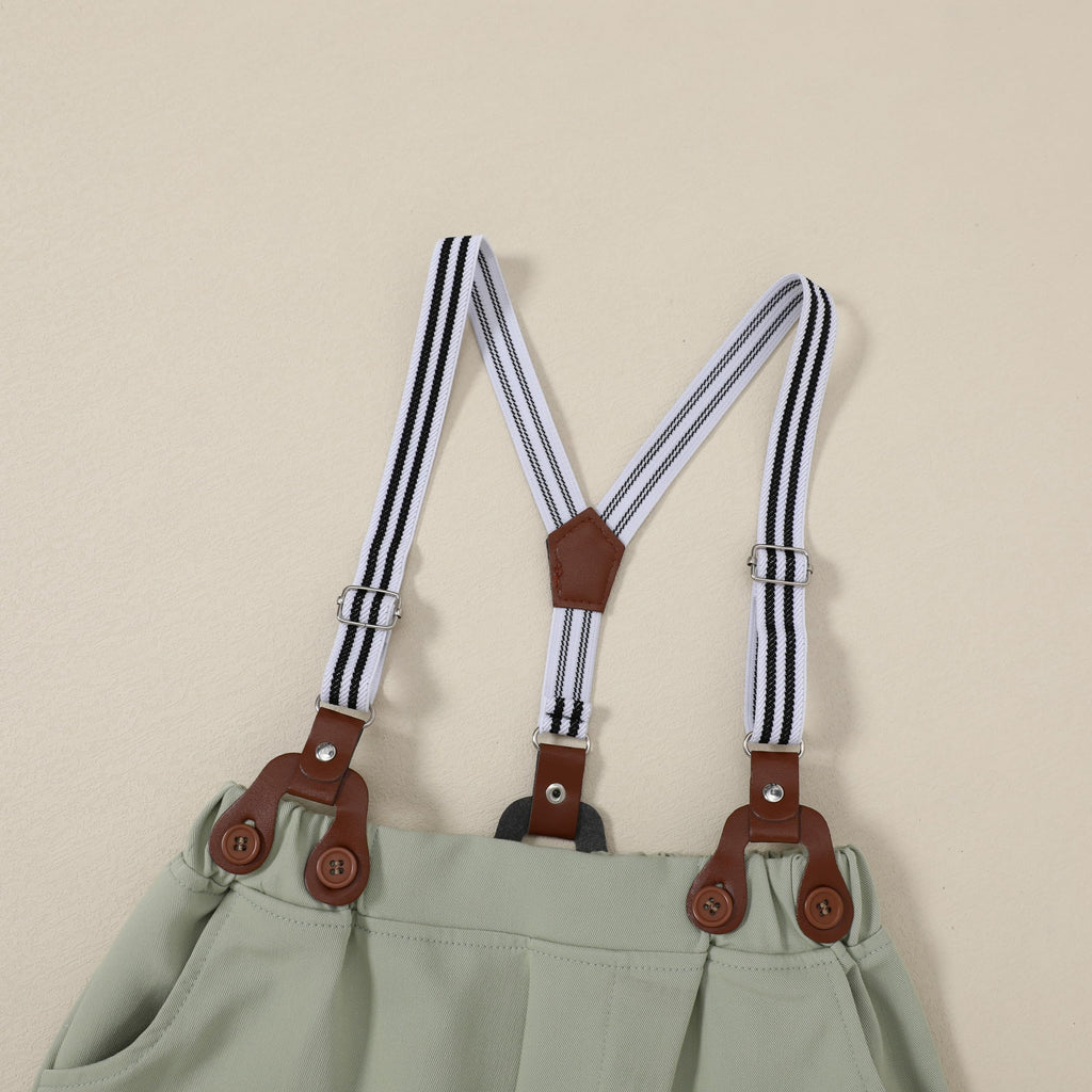 Boys Suit Wedding Outfit Boy Navy Blue Boy Dress Shirt with Bowtie/Suspender Pants Big Kid Gentleman Outfits 6-7 Years.