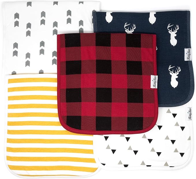 Premium 5-Pack Large Organic Cotton Burp Cloths – 3 Layers, Ultra Soft & Absorbent Burping Towel for Newborn Babies