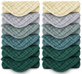 Spotted Play Muslin Burp Cloths 100% Cotton Large 20''x10'' Extra Soft and Absorbent Baby Wash Cloths Spit Up Rags - Baby Burping Cloth for Boys Girls Items(12 Pack Ivory, Slate and Emerald Series)