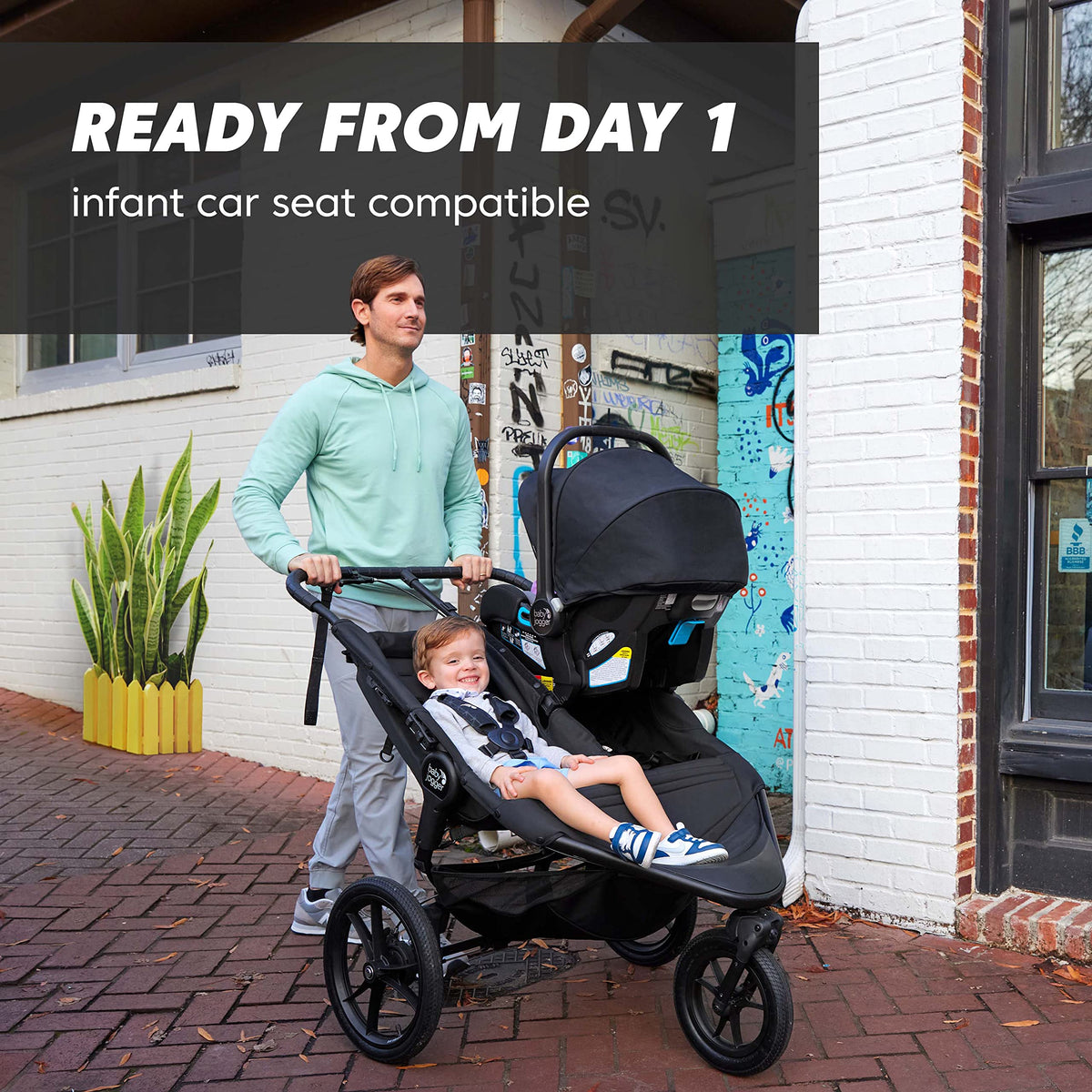 Baby Jogger® Summit X3 3-Wheel Jogging Stroller with Hand Brake, Baby Stroller with One-Hand Compact Fold, All-Wheel Suspension for Running, Jogging, and Everyday Outings, Midnight Black