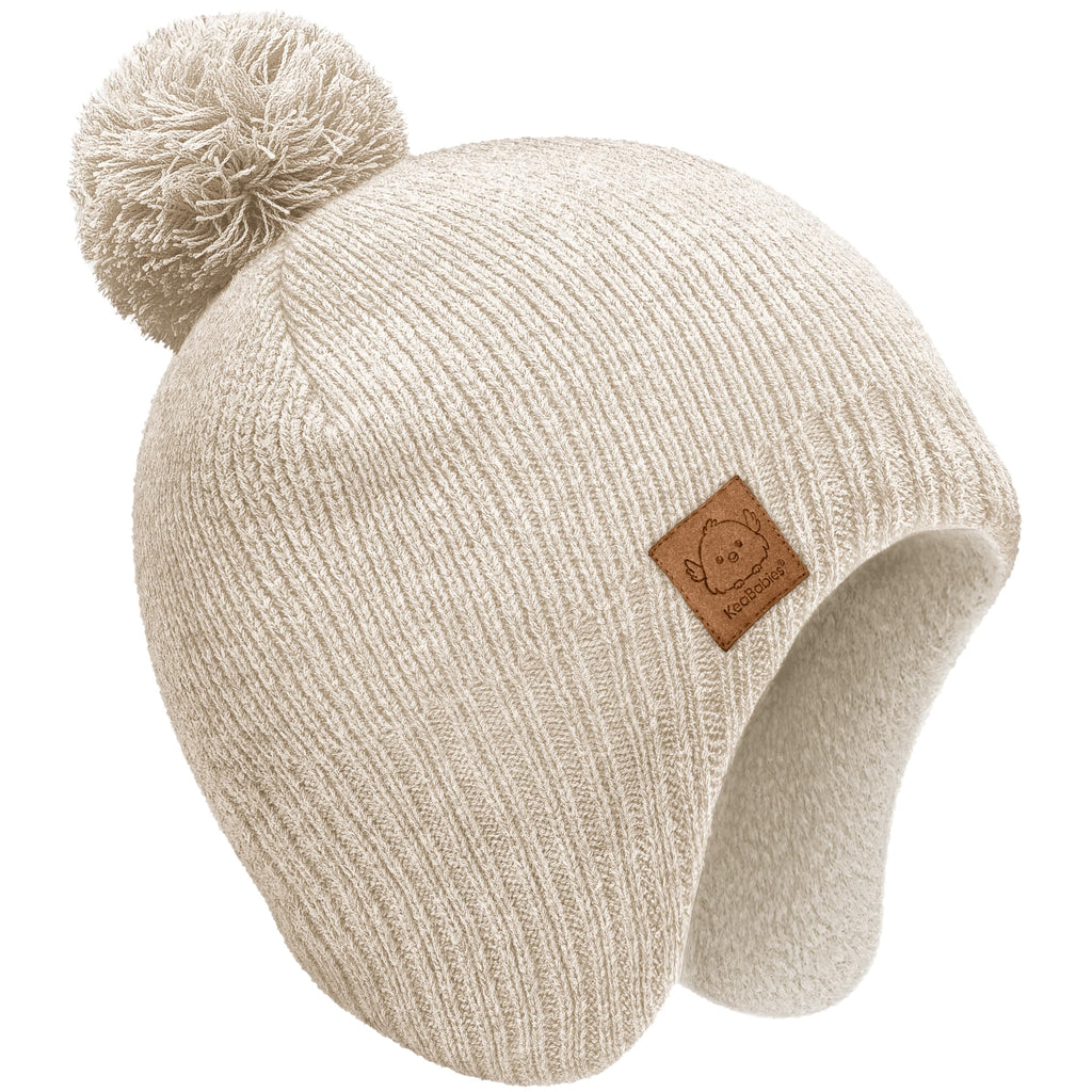 KeaBabies Baby Beanies, Winter Baby Hats for Boys, Girls (Cream, 6-36M)