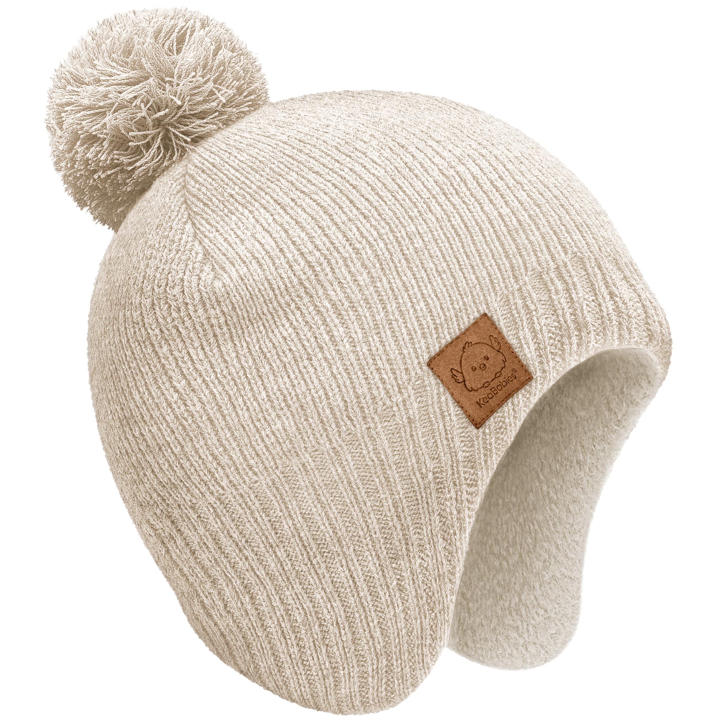 KeaBabies Baby Beanies, Winter Baby Hats for Boys, Girls (Cream, 6-36M)