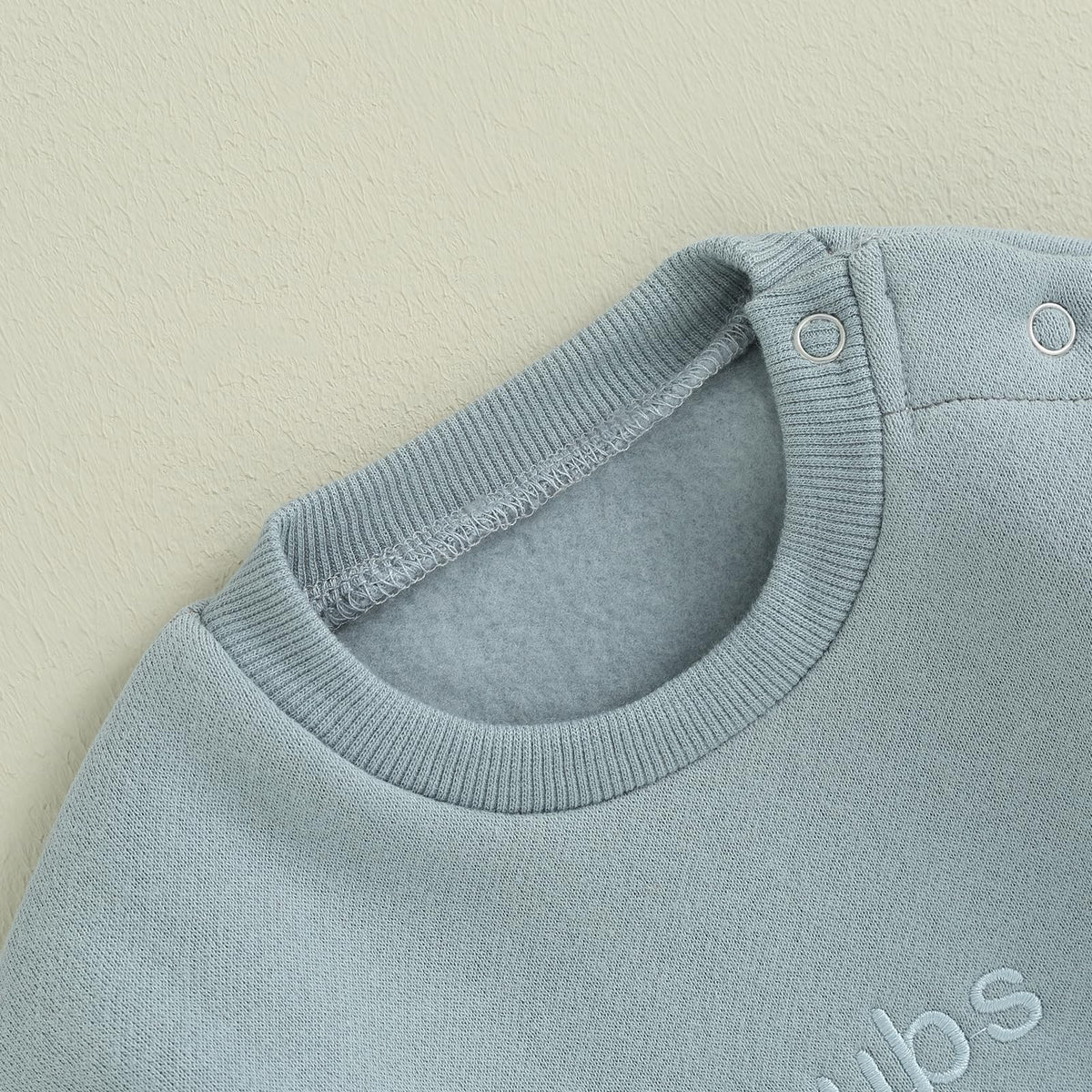 VISGOGO Baby Boy Oversized Sweatshirt Romper Solid Long Sleeve Bubble Little Dude Romper Sweater Bodysuits Fall Clothes (Blue, 12-18 Months)