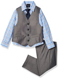 Nautica Boys 4-piece Vest Set with Dress Shirt, Tie, Vest, and Pants Suit, Light Gray, 6 US