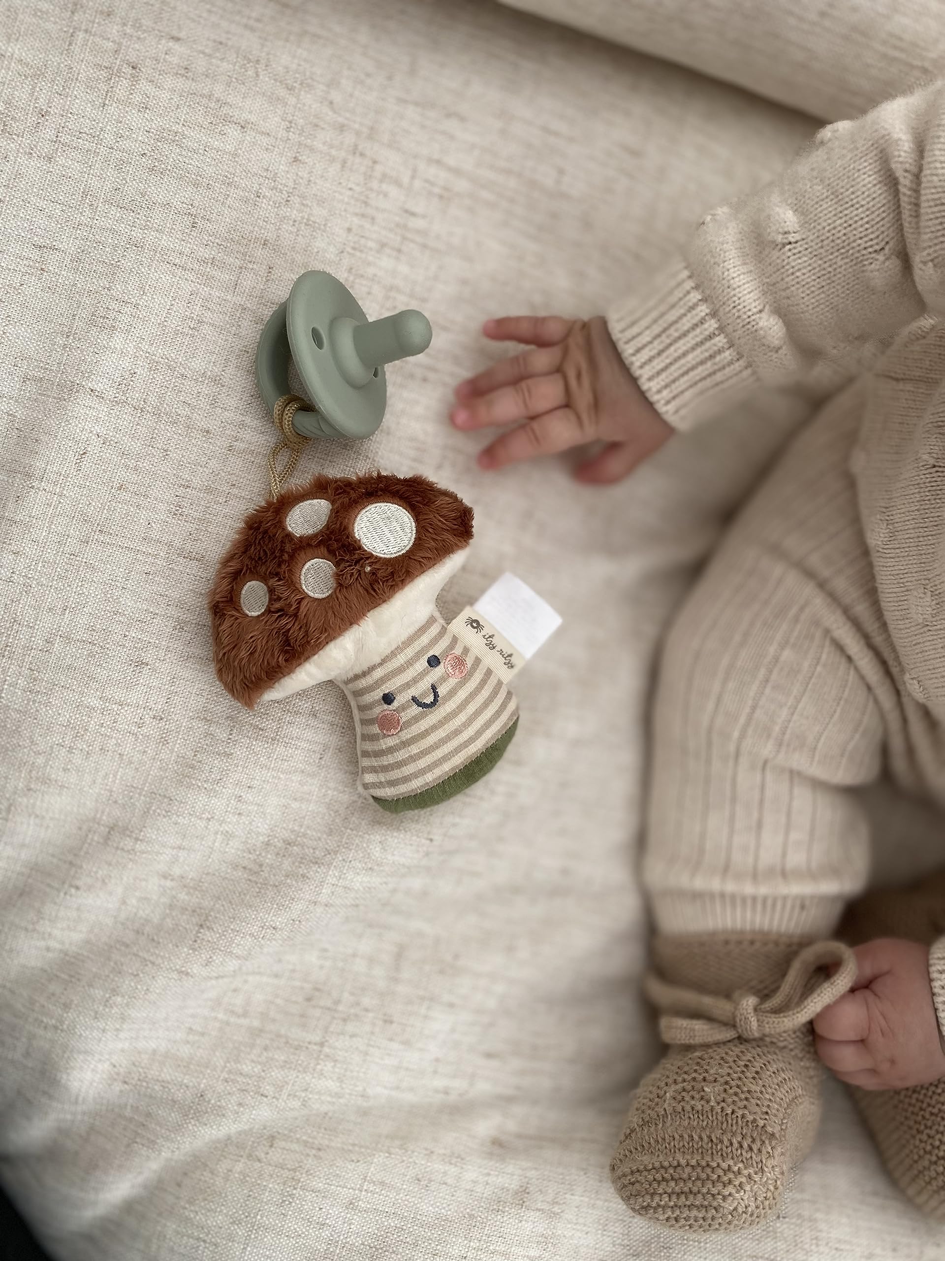 Itzy Ritzy Pacifier & Lovey Set, Silicone Binky w/Stuffed Animal, Mushroom