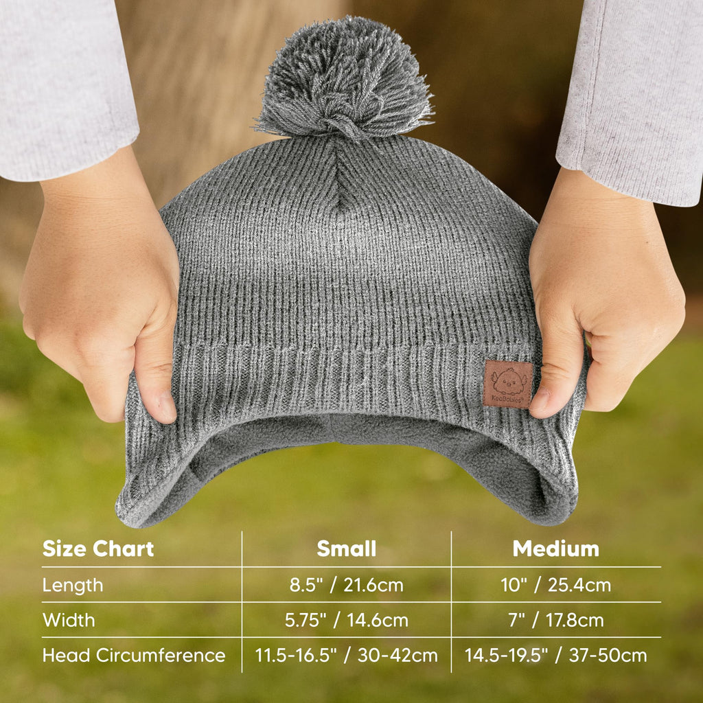 KeaBabies Baby Beanies, Winter Baby Hats for Boys, Girls (Gray, 0-6M)