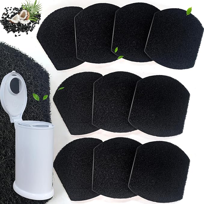 NewKe 10 Pack Baby Diaper Pail Deodorizer Refills Compatible with Ubbi Diaper Pail, Activated Charcoal Deodorizer Filters, Odor Eliminating, Precise fit, Keep Nursery Fresh