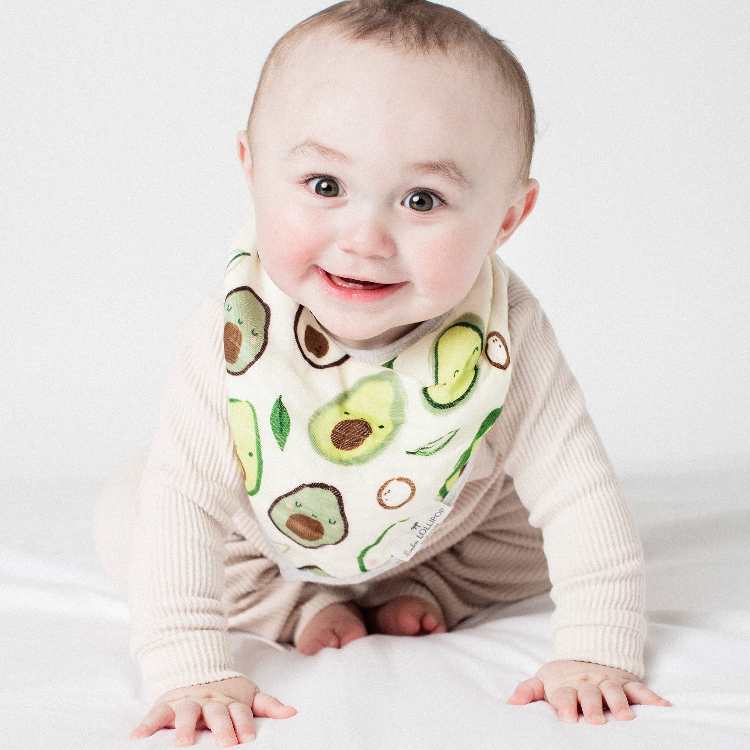 Loulou Lollipop Soft Breathable and Absorbent Muslin Bandana Bib Drool Bib Set for Baby Girl and Boy, Adjustable 3 to 36 Months, 2 Pack - Avocado