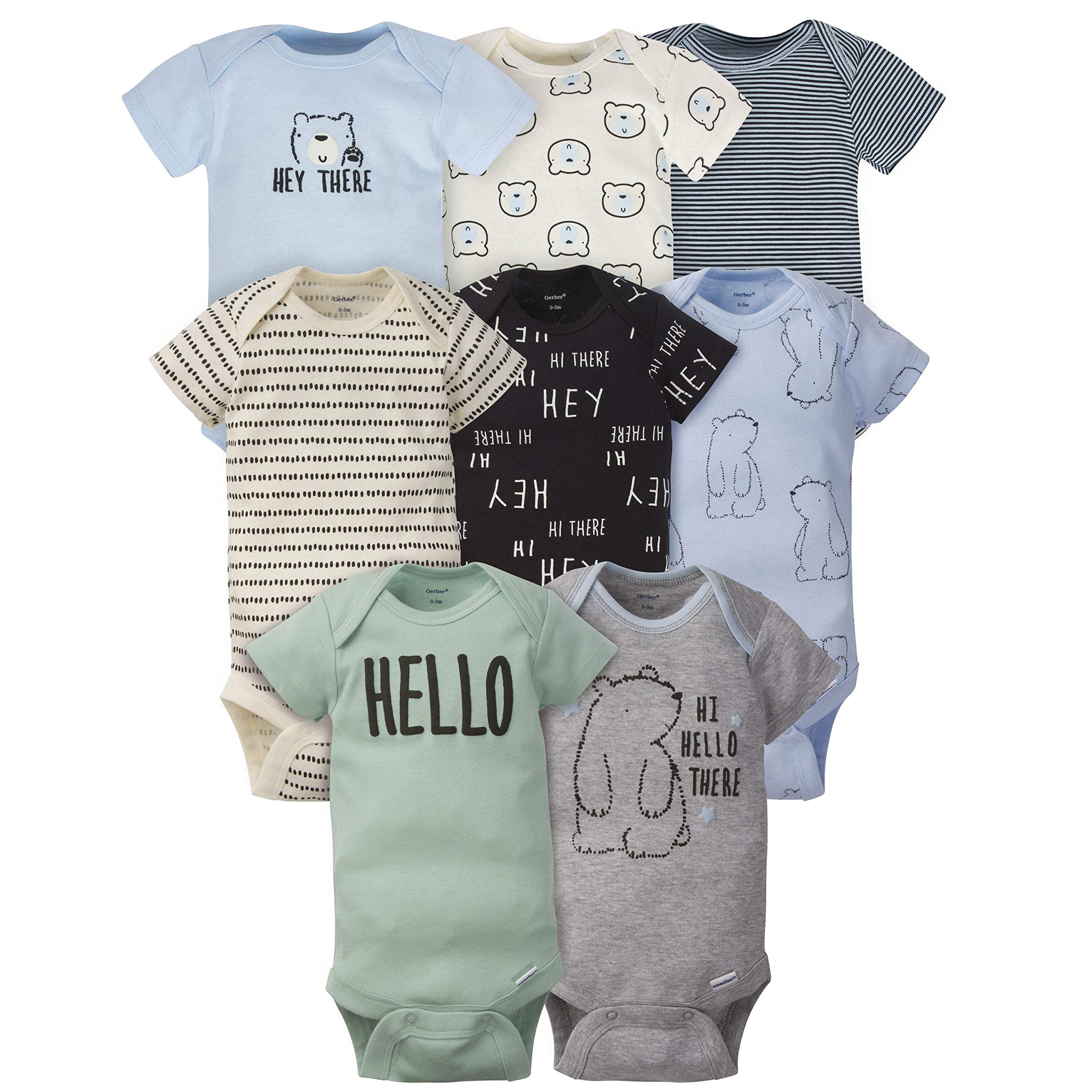 Gerber Baby Boys 8-pack Short Sleeve Onesies Bodysuits And Toddler T-Shirt Set, Bear, 3-6 Months US