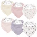Susurration Muslin Baby Drool Bibs 6Pack Soft Triangular Adjustable Baby Bandana Bibs for Unisex Girls & Boys (Spring Garden)