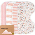 KeaBabies 4-Pack Baby Burp Cloths Baby Girl, Boy, Organic Cotton (Sweet Charm)