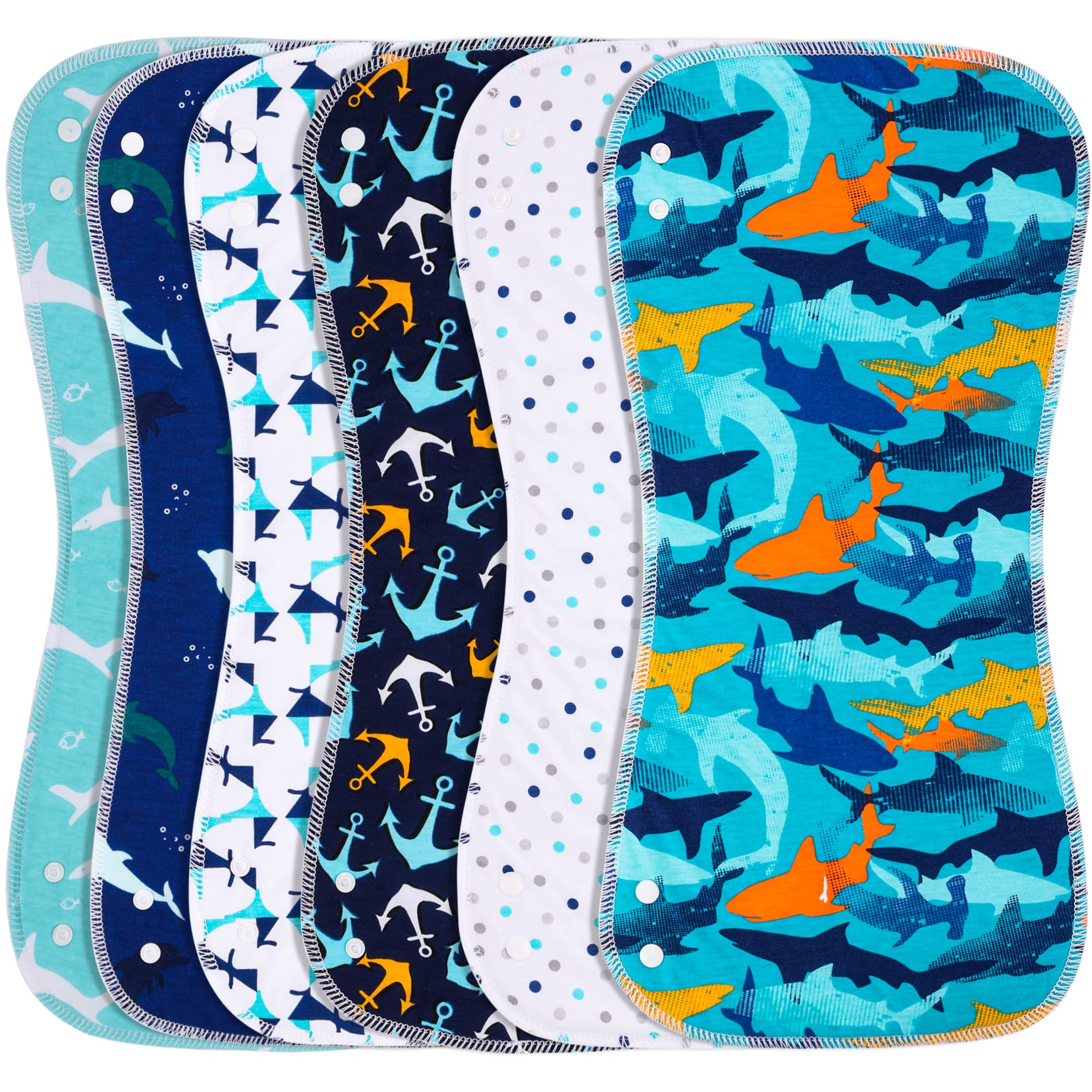 Benoxine 2-in-1 Burp Cloths and Baby Bibs - 6 Pack Large Super Absorbent Soft Cotton Burping Cloths for Spit Up, 3 Layers Thick Baby Burp Rags for Girls & Boys