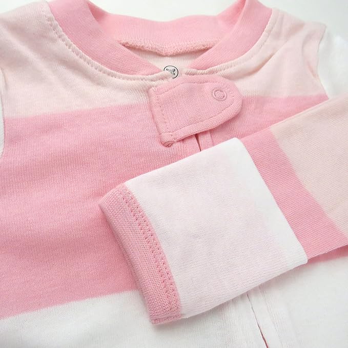 HonestBaby Sleep and Play Footed Pajamas One-Piece Sleeper Jumpsuit Zip-Front PJs 100% Organic Cotton for Baby Girls