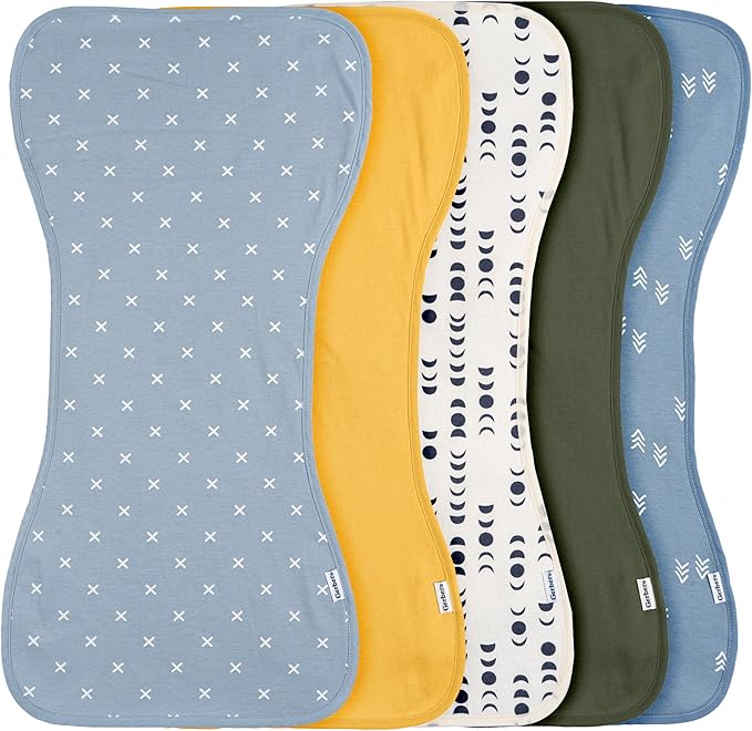 Gerber Baby Unisex Burp Cloths, Blue Gold, Size 10.5" x 21" (Pack of 60)