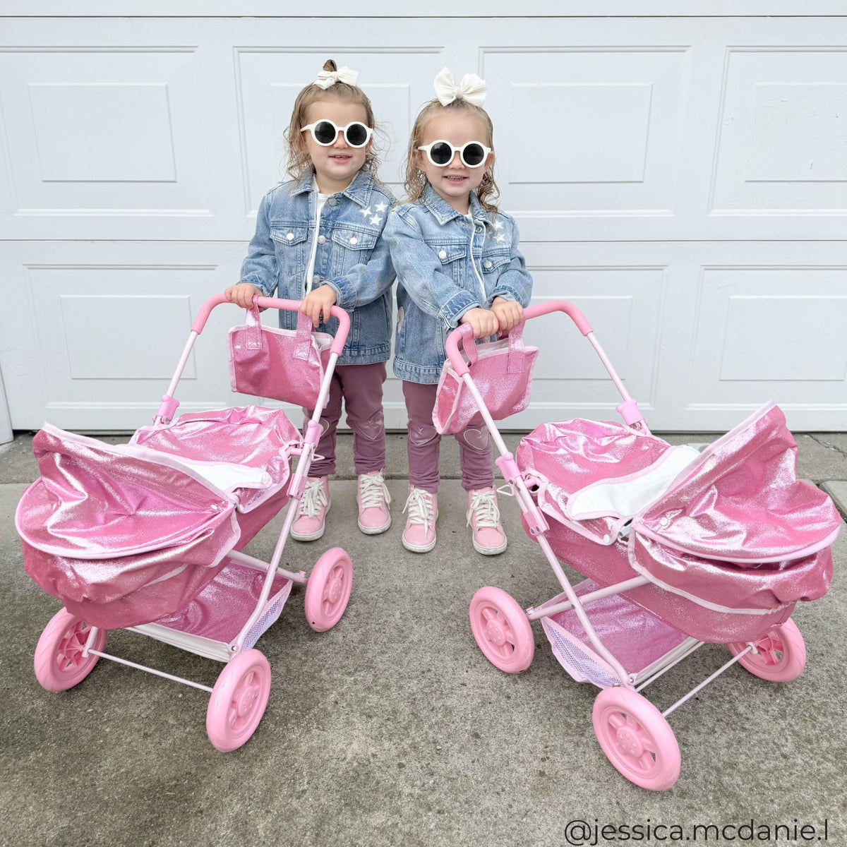 Olivia's Little World Baby Doll Bassinet Pram, Hot Pink Glitter