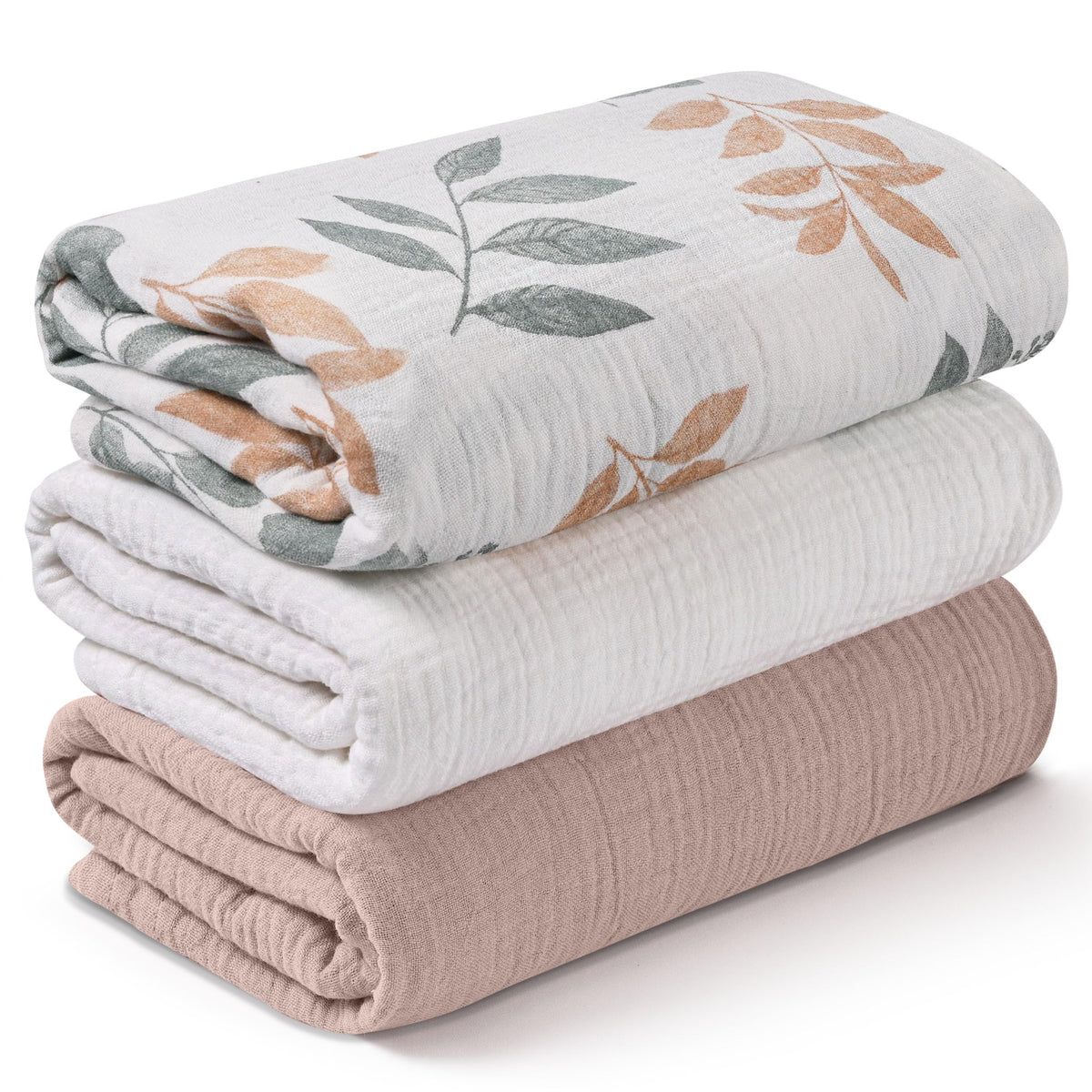 Muslin Swaddle Blankets for Newborn, 3 Pack Breathable Soft Receiving Blanket, Large 38 x 40 inches Swaddle Wrap Burping Clothes Diapers, Essentials Infant Shower Items, Toddler Gift (Cute Country)