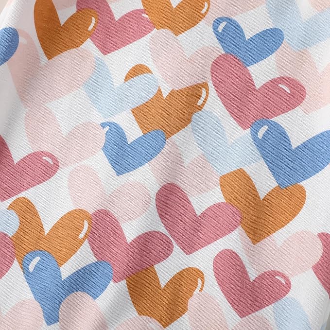Owlivia Organic Cotton Baby Boy Girl Zip up Sleep N Play, Footless, Long Sleeve(0-3 Months, Colorful Heart)