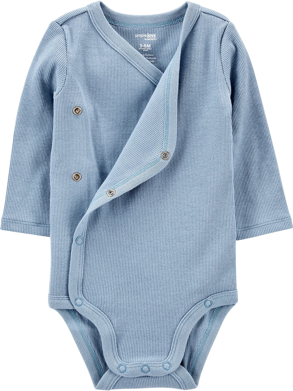 Simple Joys By Carter's Unisex Baby 4-pack Side Snap Bodysuit Bodystocking, Dusty Blue/Gold/Grey Heather/White Stripe, 24 Months US
